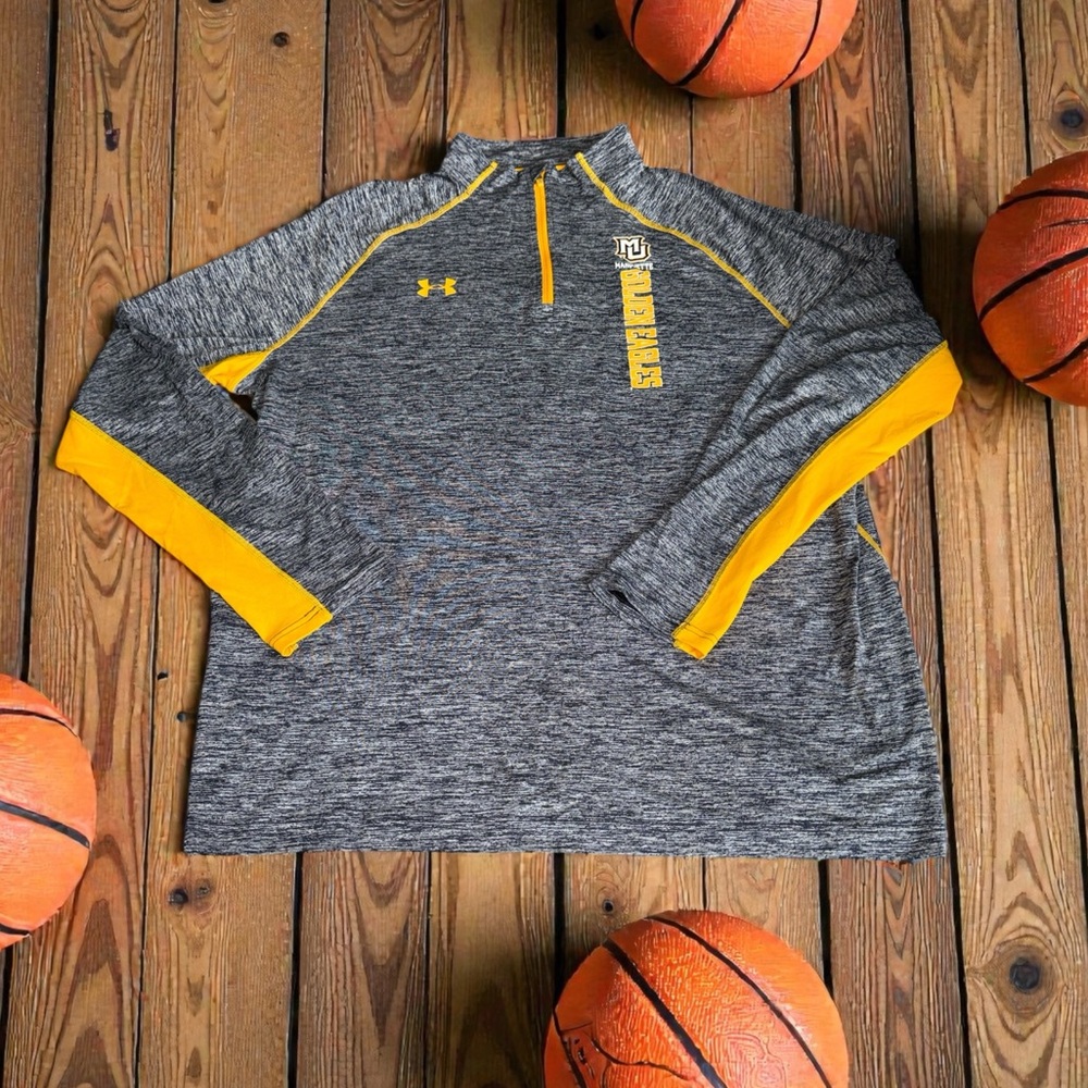 Under Armour Heathered Blue and Gold Pullover Marquette Golden Eagles (2XL)
